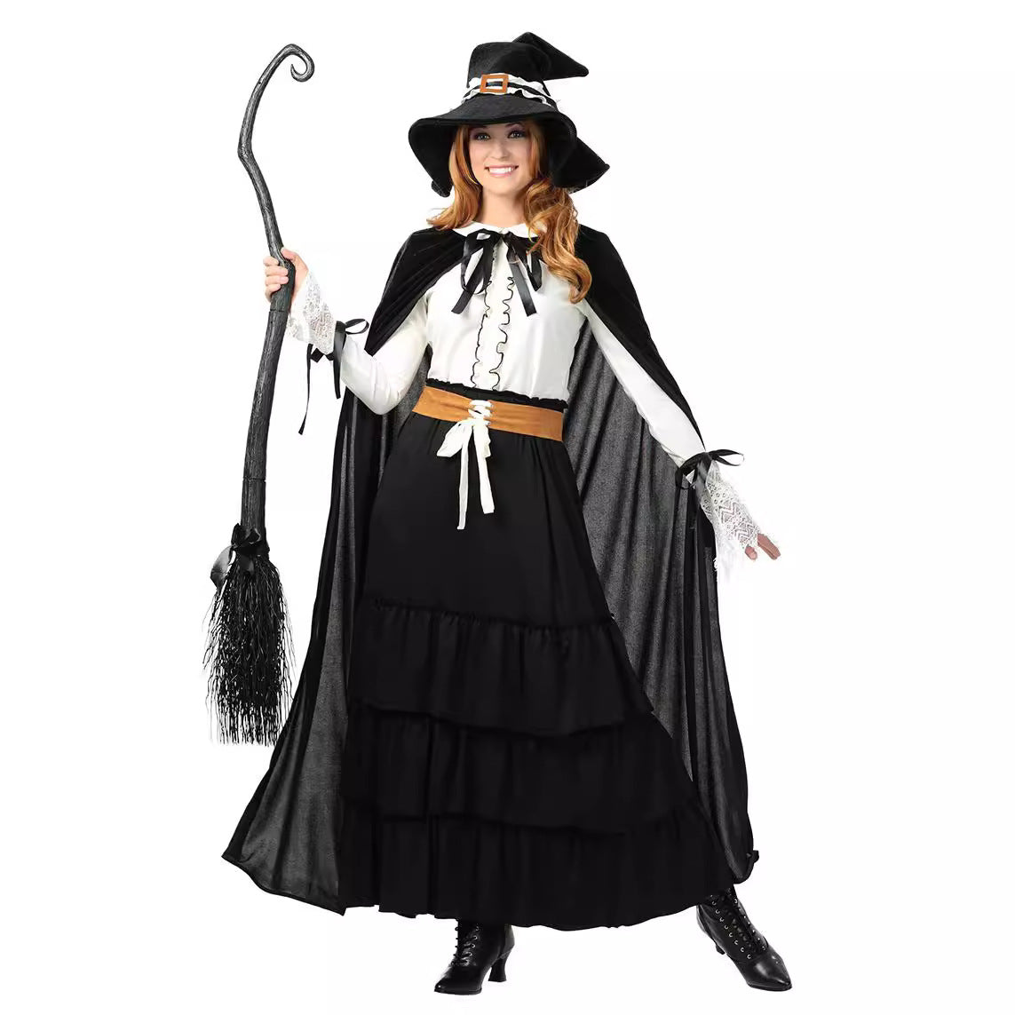 Halloween Costume Cosplay Witch Dress Set Adult Performance Outfit