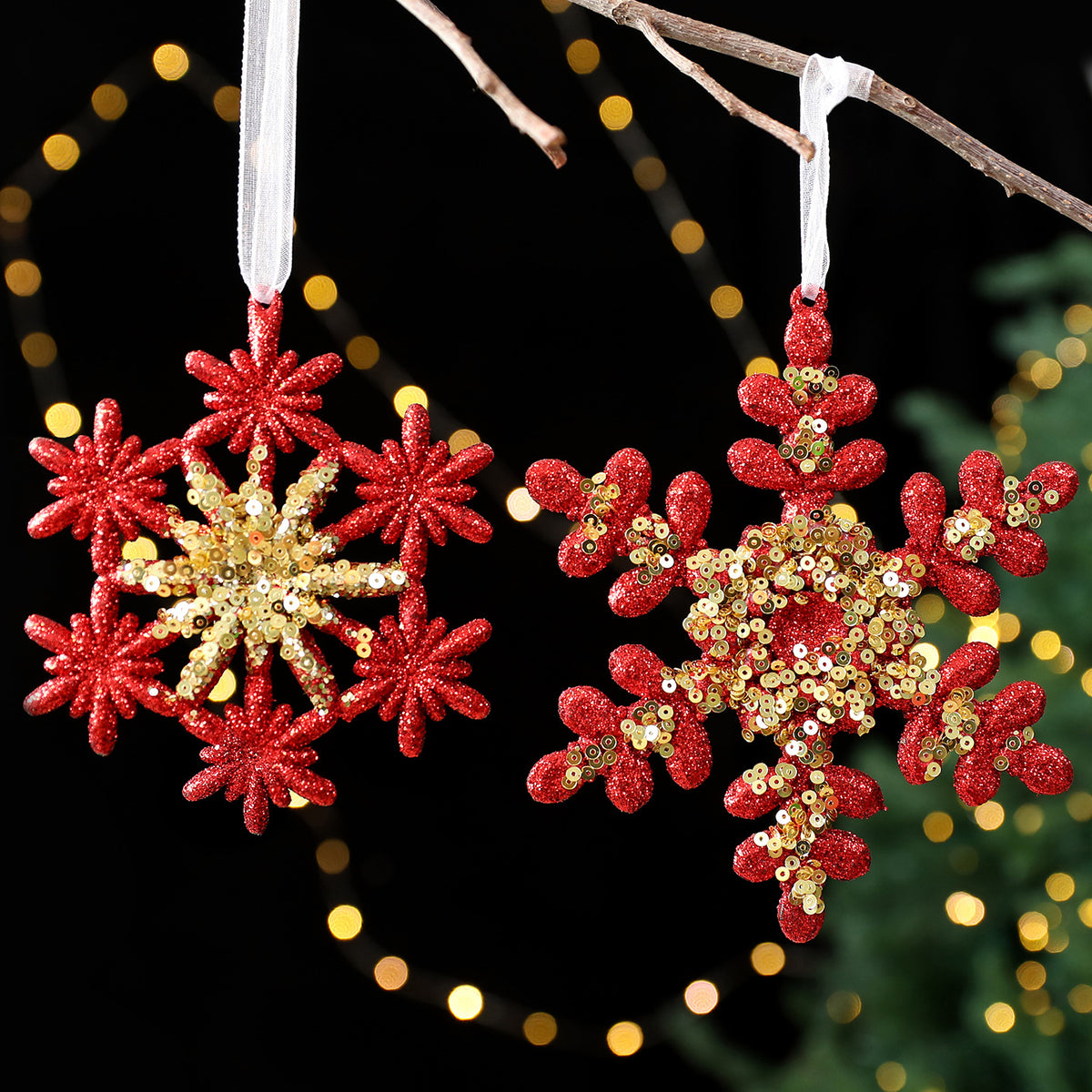 Saintyuan PC Sequin Glitter Pendant Christmas Decoration Snowflake Ornament for Christmas Tree Decoration