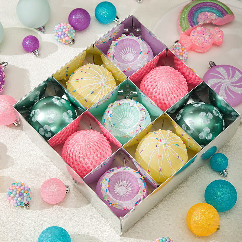 Christmas Decoration Festival Scene Decoration Christmas Tree Ornament Handmade DIY Macaron Christmas Ball Small Hanging Decor