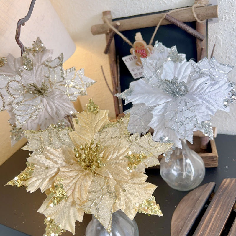 Christmas Decoration Embroidered Sequin Christmas Tree Decor Hotel Atmosphere Decoration DIY Decorative Flower