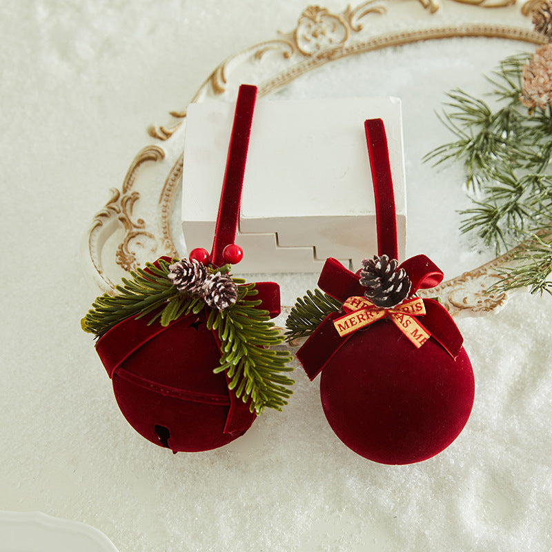 Christmas Decoration Bow with Double Bells Hanging Ornament for Store Display, Festival Event Christmas Tree Decor and Party Decoration Accessories
