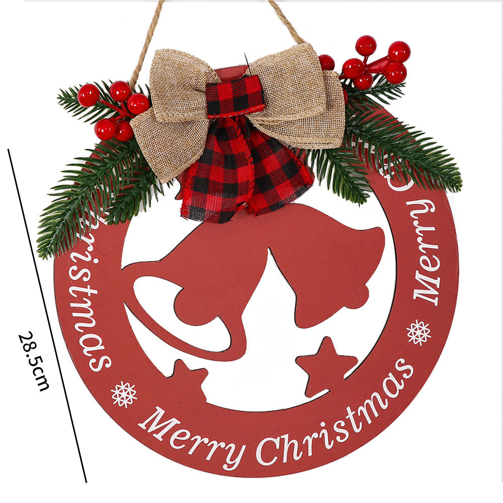 Christmas decoration wooden flower wreath Christmas wooden welcome doorplate decoration flower wreath door ring