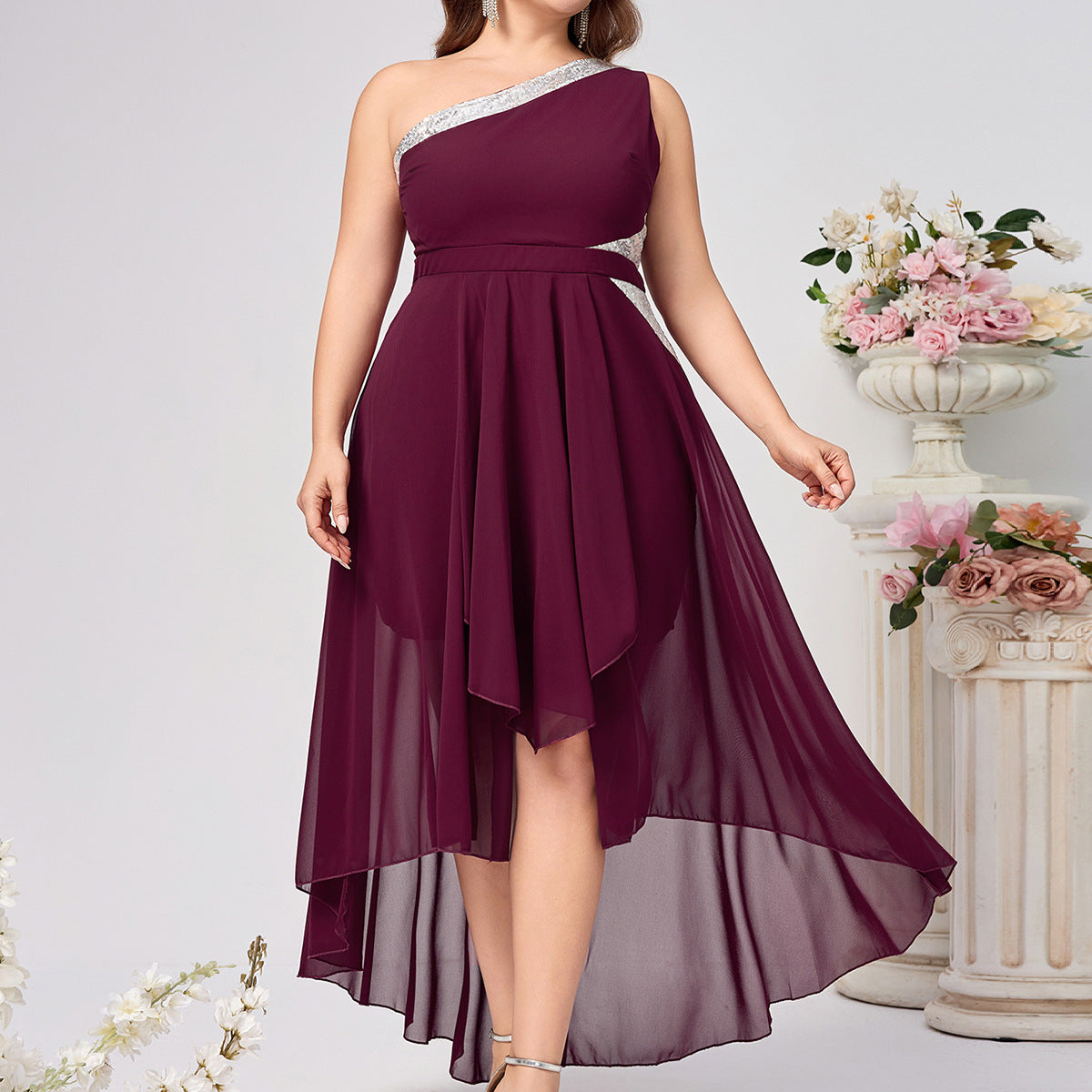 Chic Off-Shoulder Solid Color Evening Dress for Women, Long Sleeveless Elegant Gown