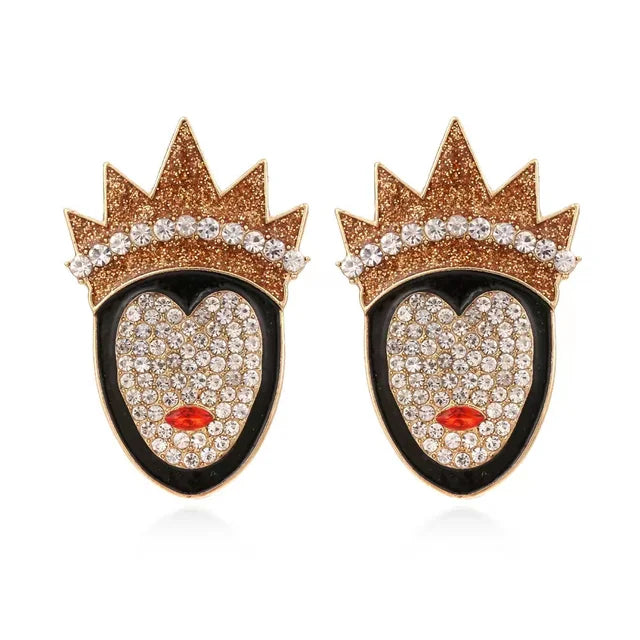 Exaggerated Rhinestone Characters Earrings for Woman Halloween Earrings Jewelry Party Casual