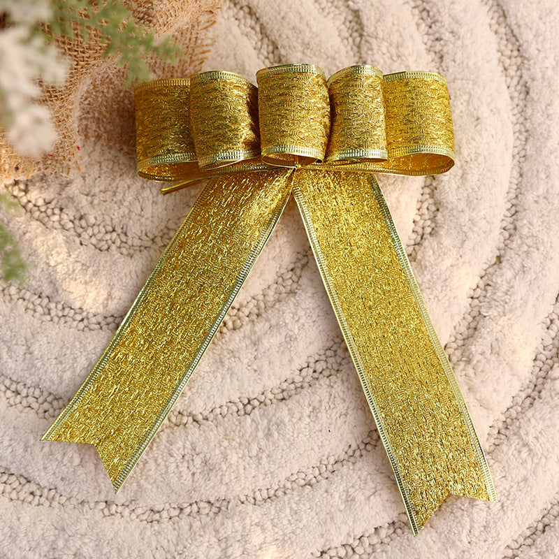 Christmas Tree Decoration with Large Sparkly Bow, Festive Ornament for Holiday Display