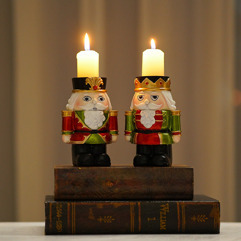 Christmas Nutcracker Candlestick Home Living Room Desktop Festive Atmosphere Candle Decoration Ornament