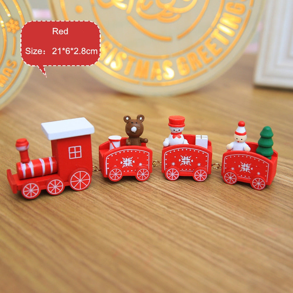 Christmas Train Painted Wood Christmas Decoration for Home Merry Christmas Ornament Navidad Xmas Decoration New Year Gift