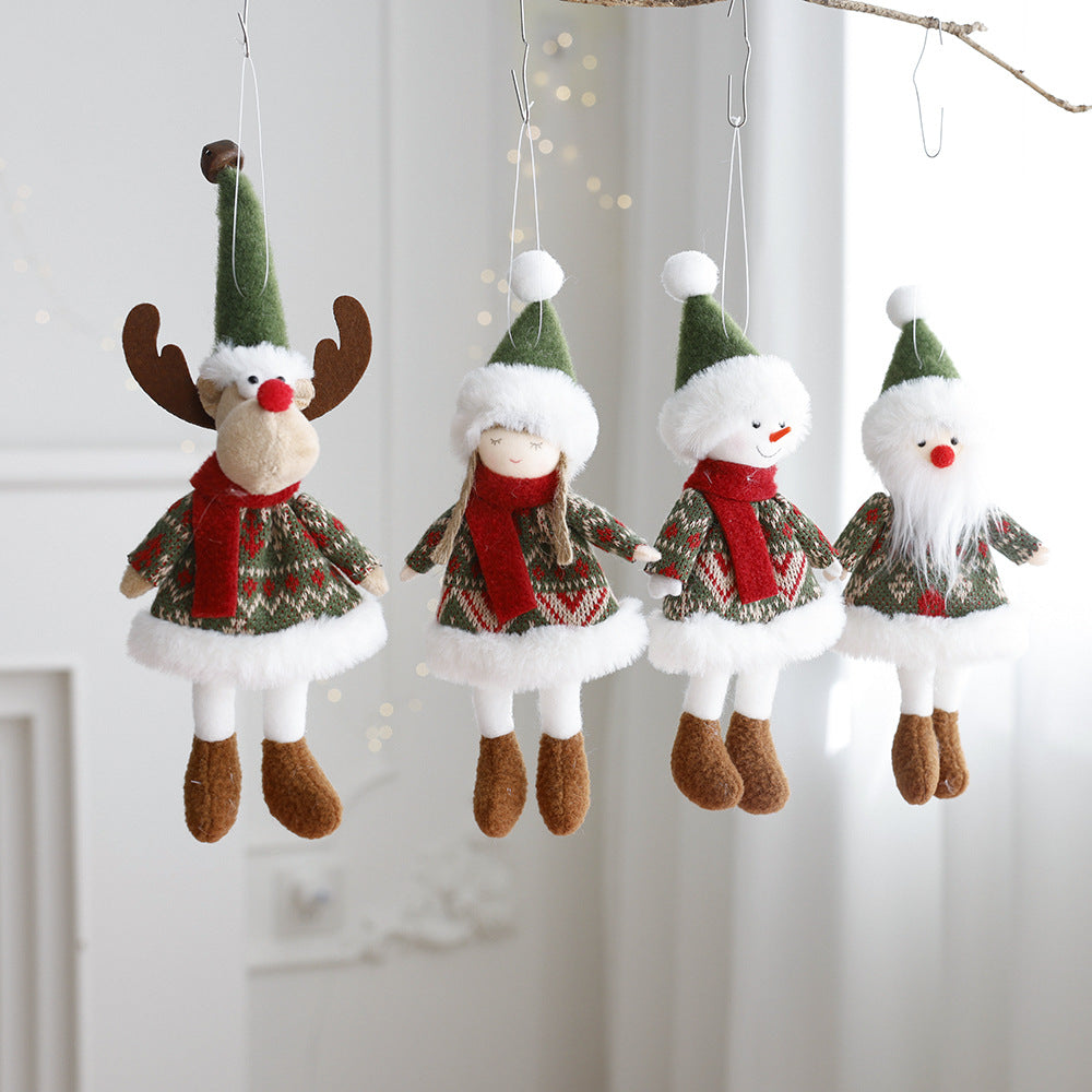 Christmas Decoration Fabric Doll Small Doll Pendant Plush Elk Santa Claus Snowman Christmas Tree Decoration