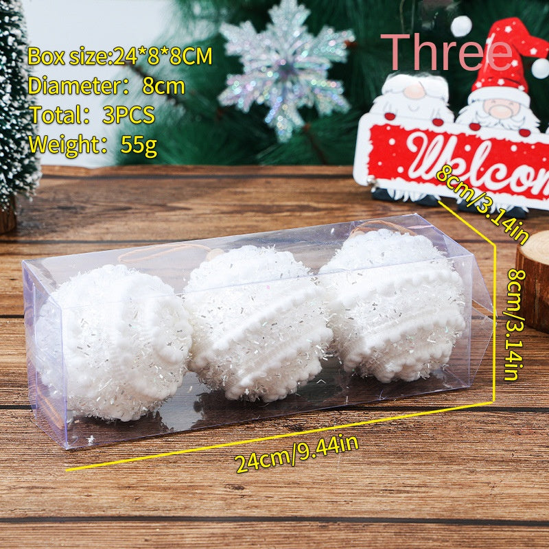 Christmas Ball Ornament Set 3PC Christmas Tree Decoration Colorful Balls Hanging Decor 8cm Holiday Decoration Ball
