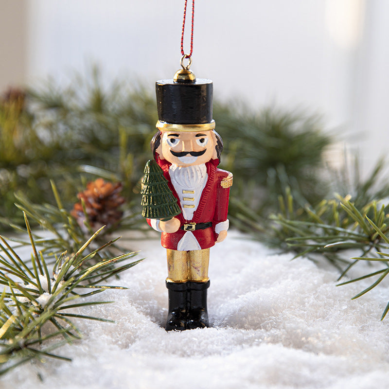 Christmas Walnut Box Resin Pendant Christmas Tree Accessories Decoration Soldier Shaped Pendant