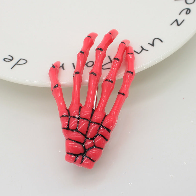 Glow-in-the-Dark Transparent Halloween Hand Bone Hair Clip Creative Funny Hair Accessory Hairpin Costume Prop Decoration