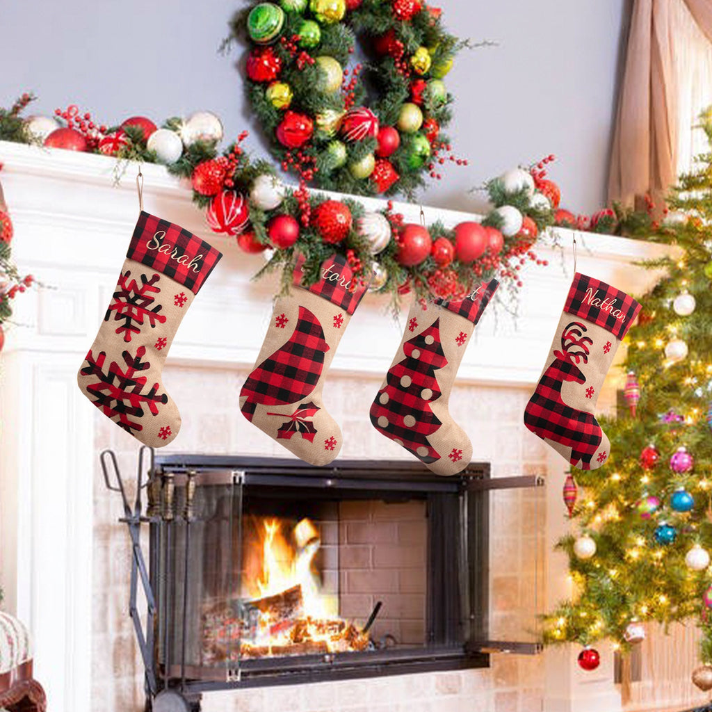 Christmas Decoration Large Machine Embroidered Christmas Socks Christmas Gebu Elk Snowflake Children's Gift Socks Pendant