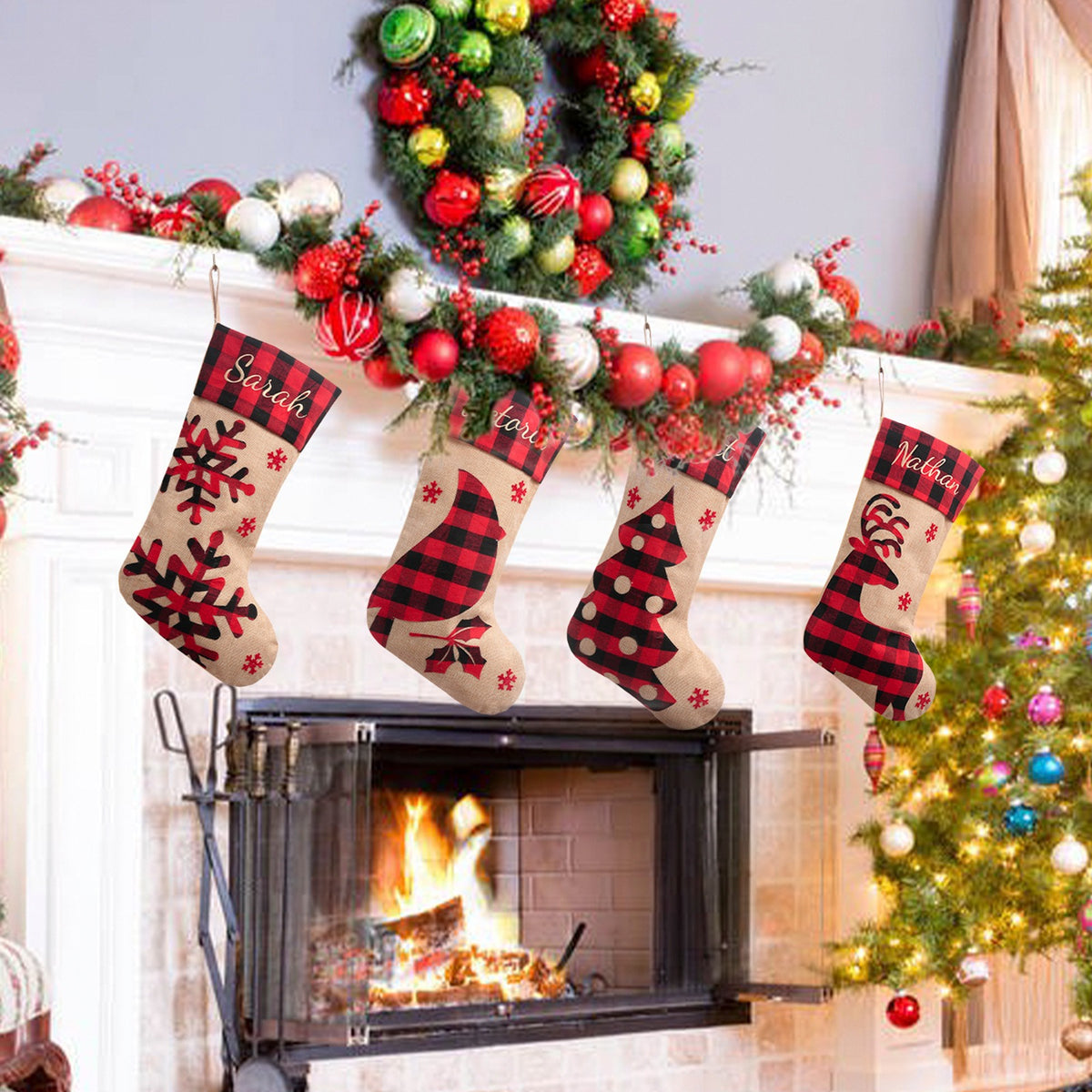 Christmas Decoration Large Machine Embroidered Christmas Socks Christmas Gebu Elk Snowflake Children's Gift Socks Pendant