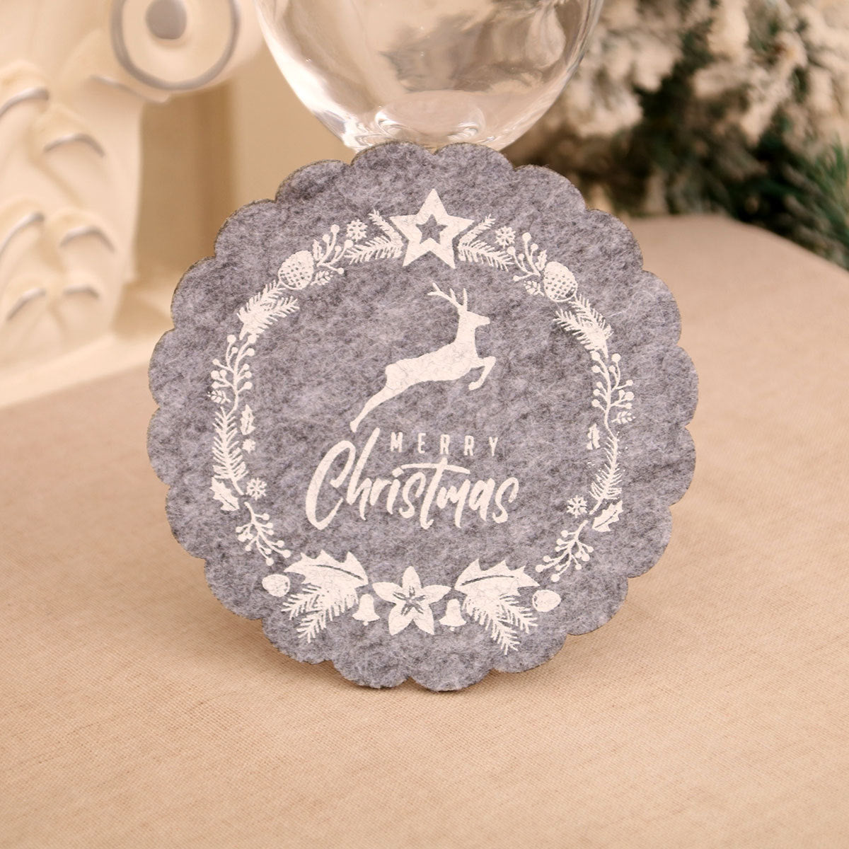 Christmas Wine Cup Mat Tea Cup Mat Christmas Hotel Restaurant Home Decoration Supplies