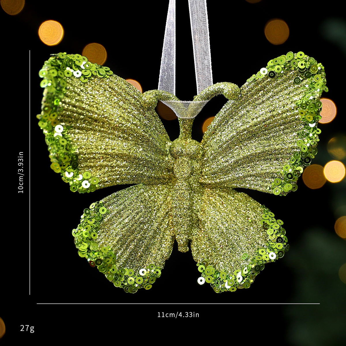 SantaYuan New Green Glitter Powder PC Ornament Christmas Decoration Snowflake Pendant Christmas Tree Scene Decoration