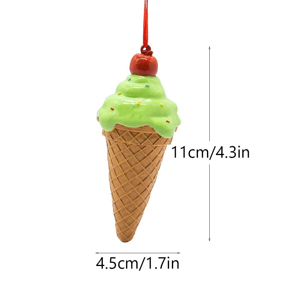 Christmas Ice Cream Ornament Decoration for Christmas Tree Christmas Scene Decoration Resin Craft Hanging Decor