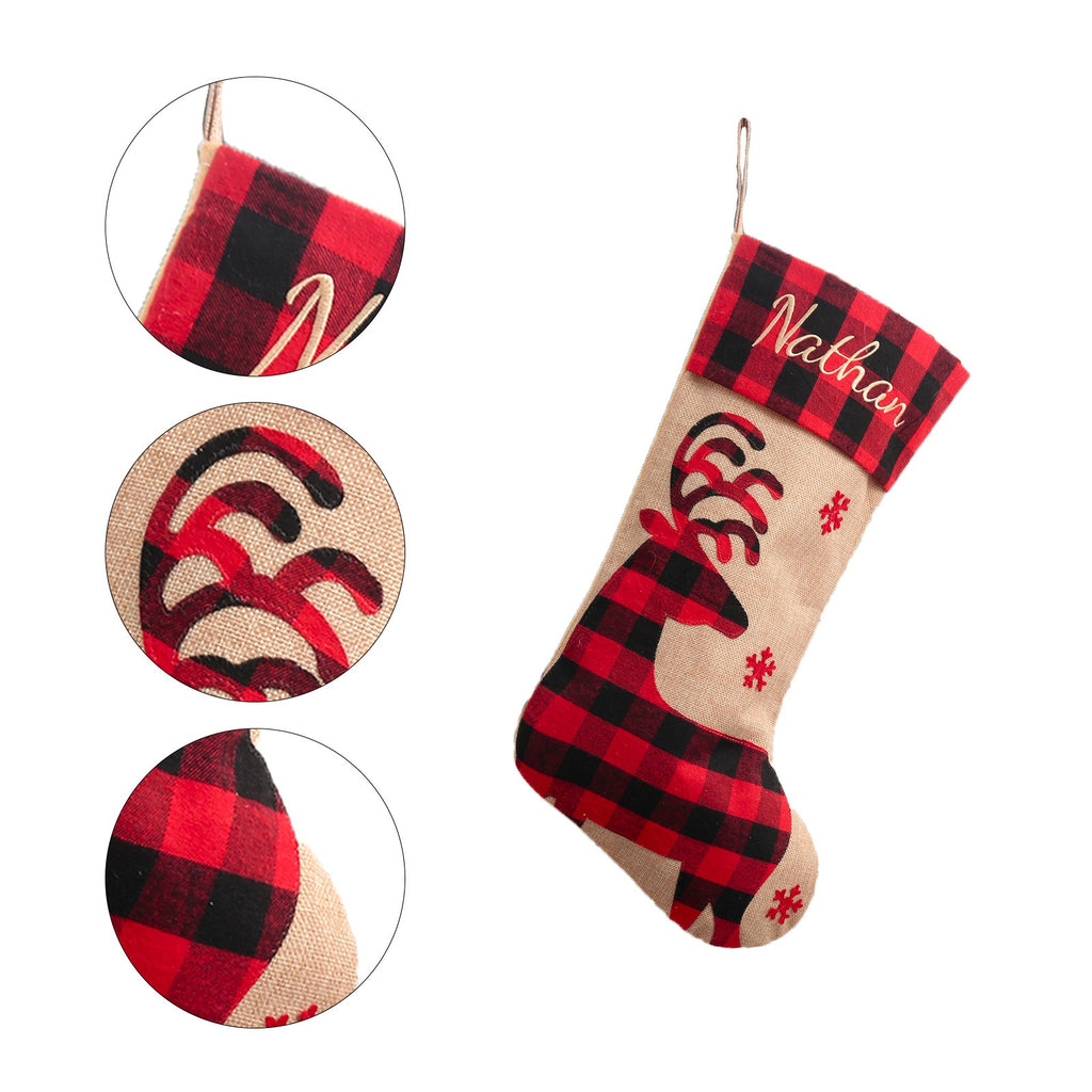 Christmas Decoration Large Machine Embroidered Christmas Socks Christmas Gebu Elk Snowflake Children's Gift Socks Pendant
