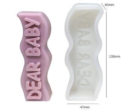 English Letters Christmas Candle Silicone Mold DIY Handmade Art Gypsum Soap Baby Birthday Cake Decoration Valentine's Day Gifts
