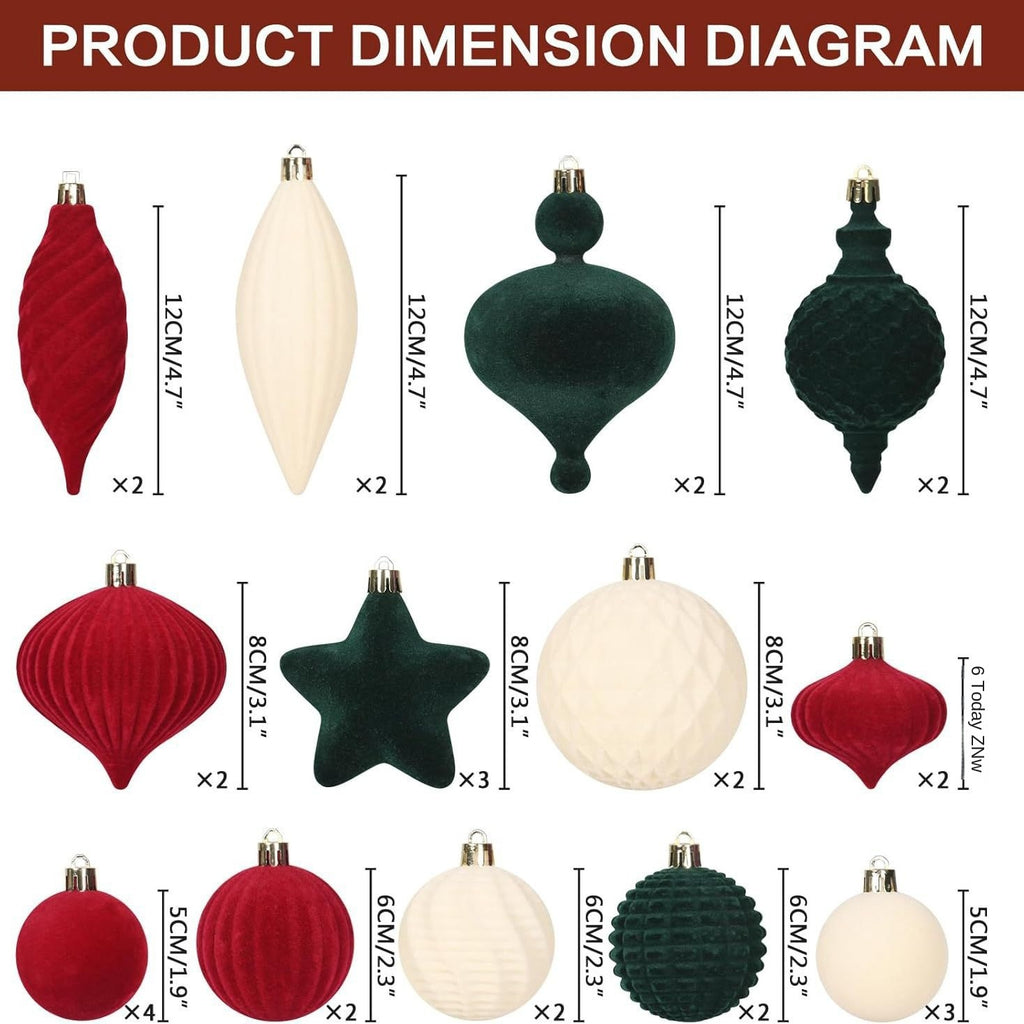 Saintyuan New Irregular Velvet Christmas Ball Set, Christmas Decoration, Christmas Tree Ornament, Window Hanging Decor