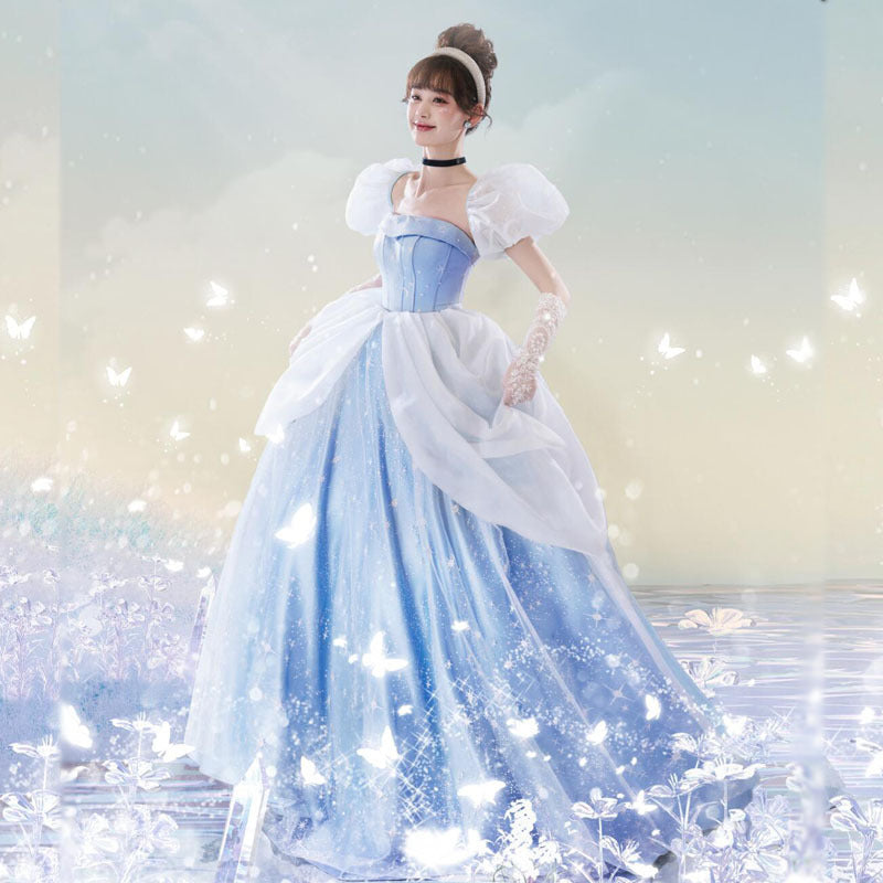 Halloween  Cosplay Princess Dress Blue Evening Gown Stage Performance Costume
