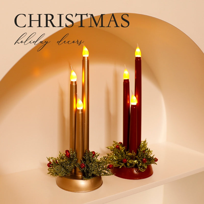 LED Electronic Candle Realistic Christmas Decoration Smooth Long Candle Christmas Ornament