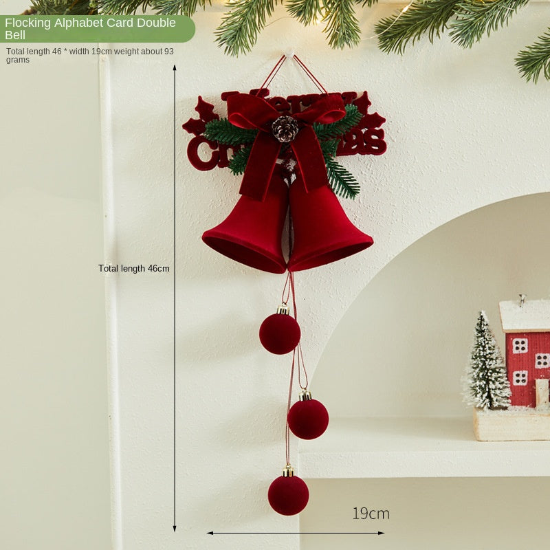 Christmas Decoration Bow with Double Bells Hanging Ornament for Store Display, Festival Event Christmas Tree Decor and Party Decoration Accessories
