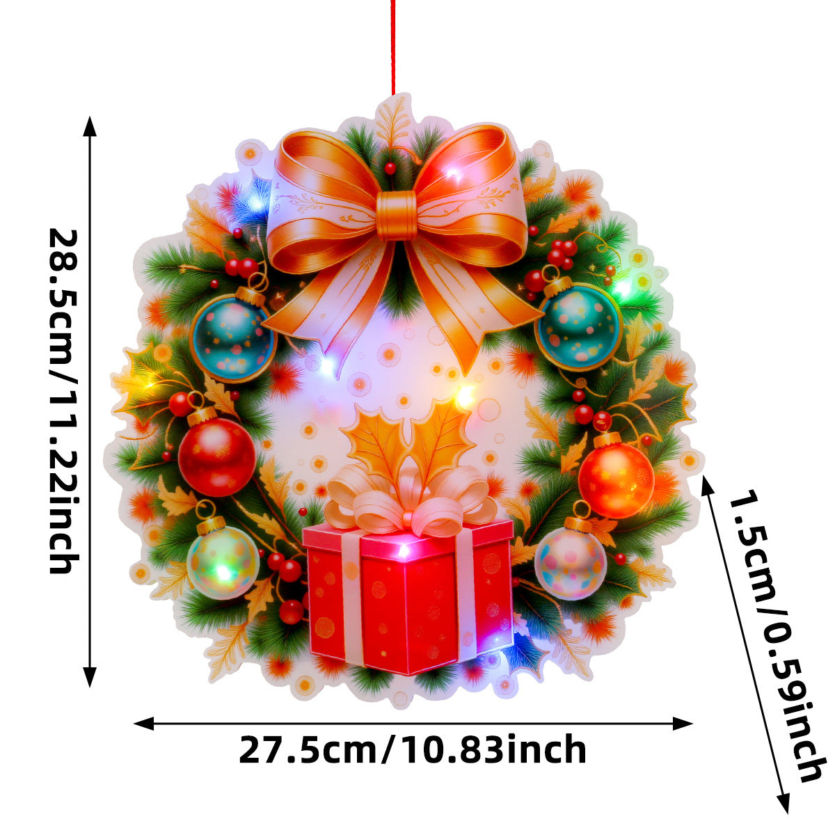 Santa Claus luminous door hanging decoration Christmas home DIY colorful lights snowman scene decoration hanging decoration