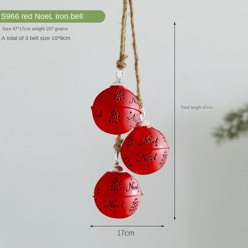 Christmas Atmosphere Decoration Iron Bell Hanging Ornament Christmas Tree Decor Wind Chime Hanging Decor Scene Decoration Pendant