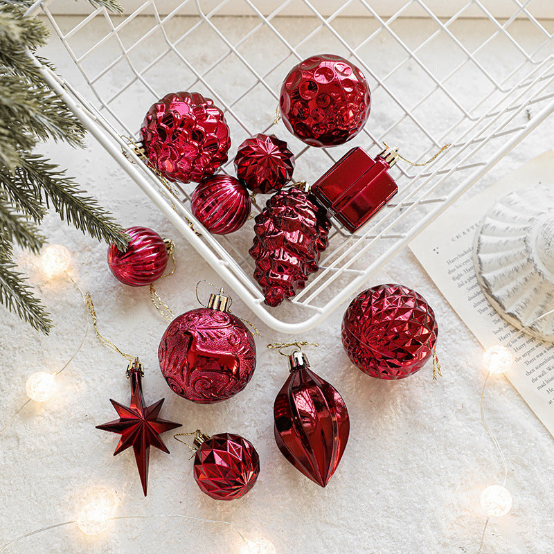 Christmas Tree Electroplating Octagonal Star Pinecone Ball Pendant Decoration Christmas Ball Gift Box Pendant Ball Decoration