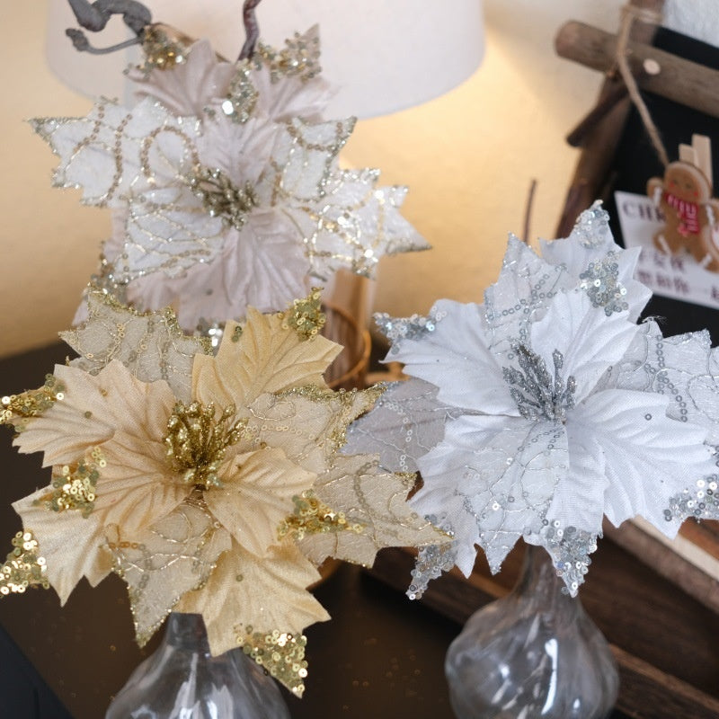 Christmas Decoration Embroidered Sequin Christmas Tree Decor Hotel Atmosphere Decoration DIY Decorative Flower