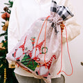 Christmas New Checkered Edge Imitation Linen Cartoon Printed Forest Elderly Gift Bag Creative Gift Storage