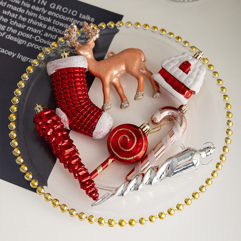 Christmas Decoration Reindeer Hanging Ornament Candy Cane Ice Stick Creative Christmas Hanging Decor for Wardrobe Scene Decoration Gift