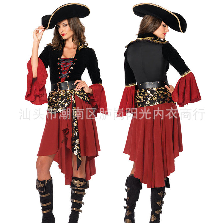 Pirate Queen Costume Role Play Uniform Halloween Outfit Anime