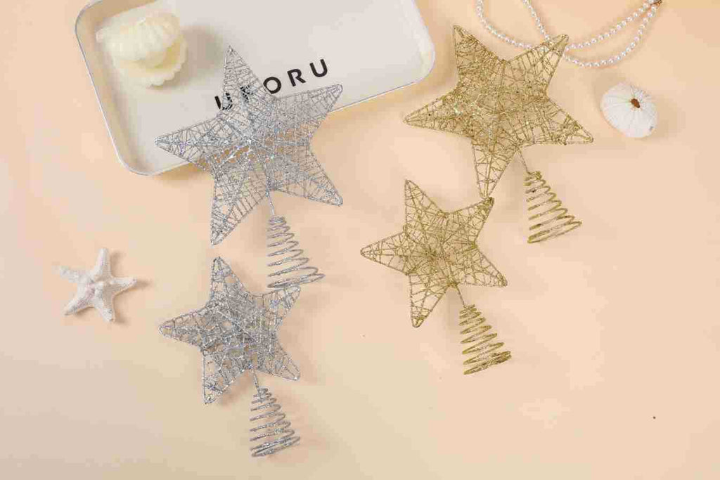 Christmas decoration three-dimensional iron hollow tree top star Christmas tree accessories decoration pendant