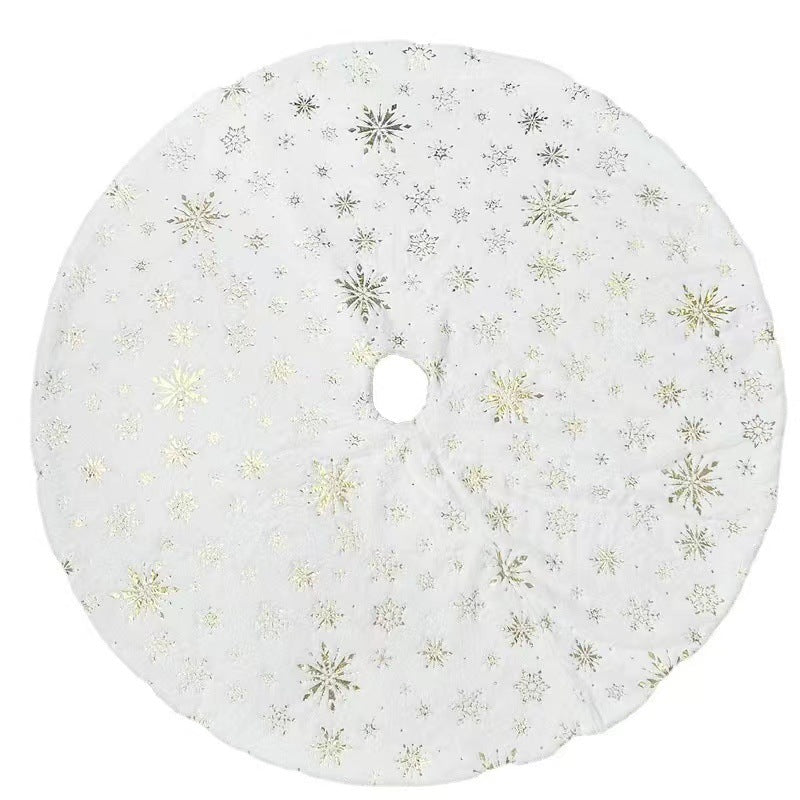 New Christmas decoration items, gold and silver hot stamping, snowflake imitation rabbit fur plush Christmas tree skirt