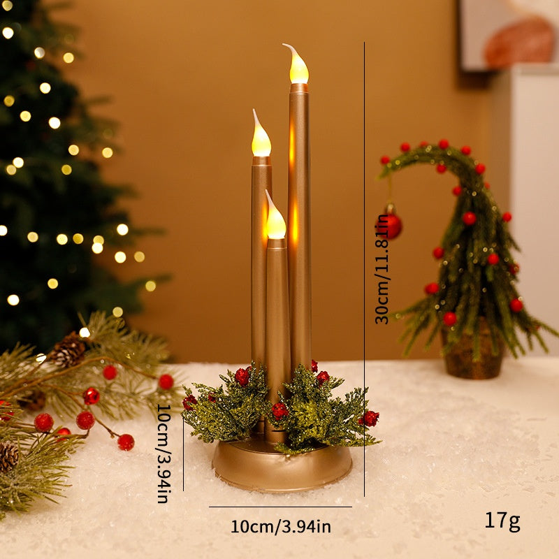 LED Electronic Candle Realistic Christmas Decoration Smooth Long Candle Christmas Ornament