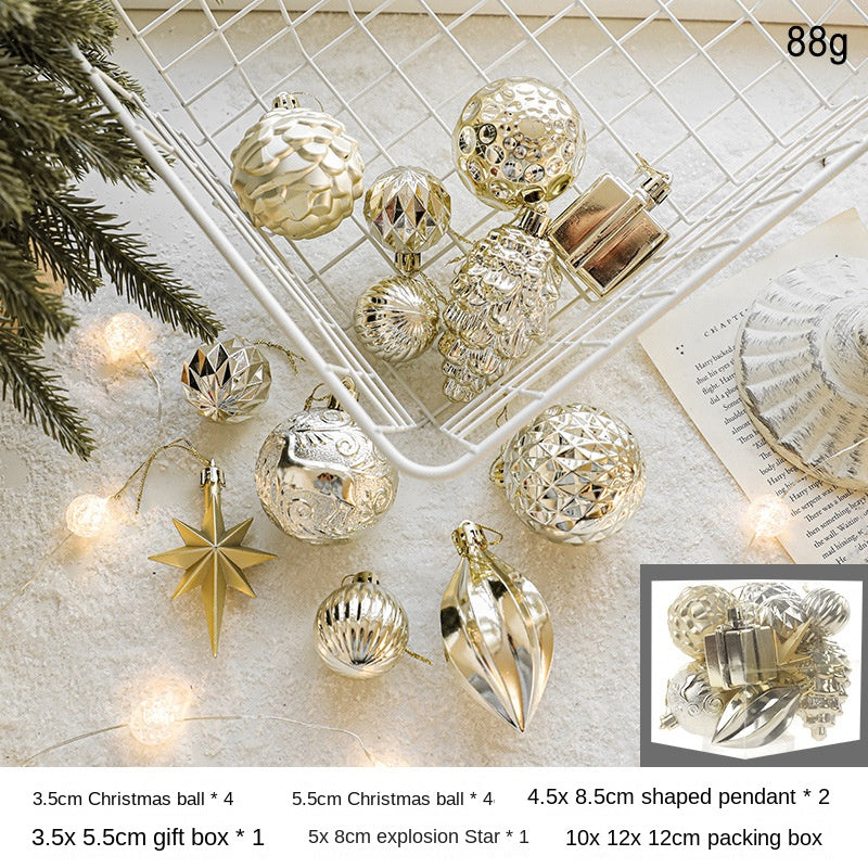 Christmas Tree Electroplating Octagonal Star Pinecone Ball Pendant Decoration Christmas Ball Gift Box Pendant Ball Decoration