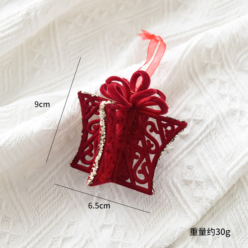 Christmas decoration red flocking elk bell pendant Christmas tree decoration ornaments