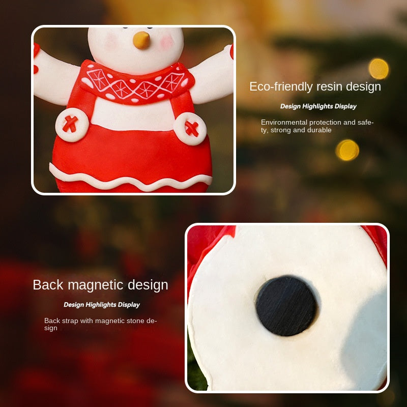 Christmas Decorations Christmas Gingerbread Man Atmosphere Decoration Christmas Tree Vintage Cute Resin Magnetic Fridge Sticker