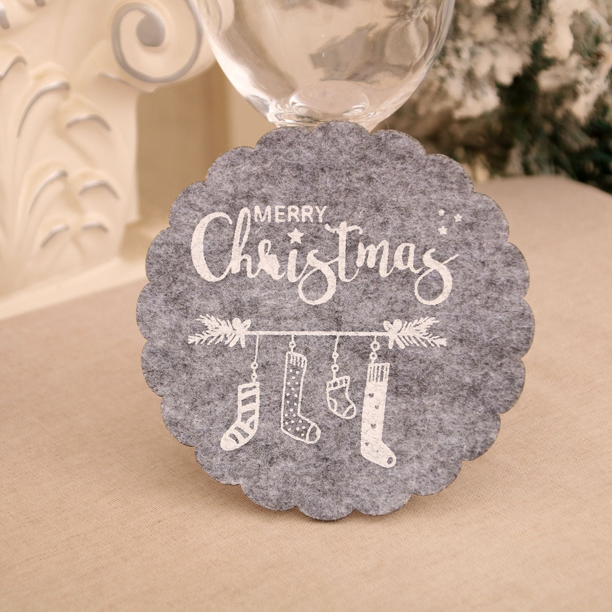 Christmas Wine Cup Mat Tea Cup Mat Christmas Hotel Restaurant Home Decoration Supplies