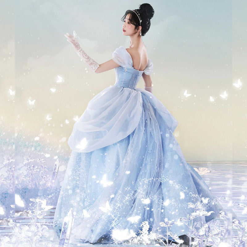 Halloween  Cosplay Princess Dress Blue Evening Gown Stage Performance Costume