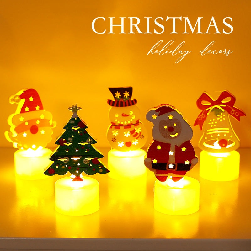 LED Electronic Candle Light Christmas Tree Santa Claus Snowman Creative Candle Night Light Decorative Ornament