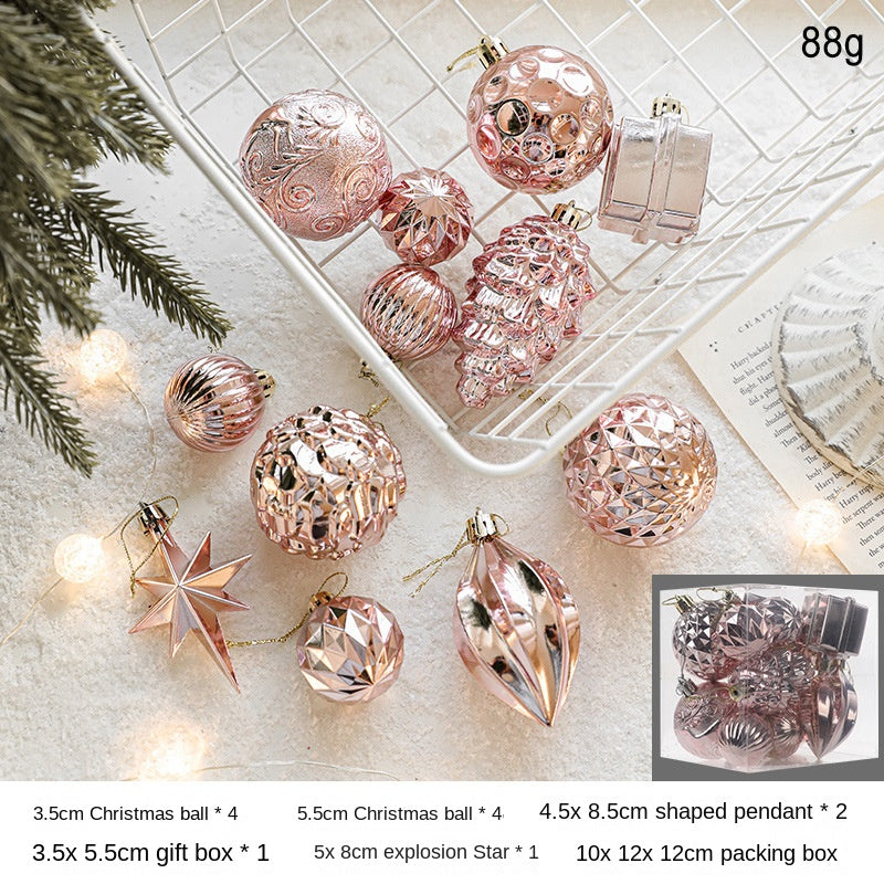 Christmas Tree Electroplating Octagonal Star Pinecone Ball Pendant Decoration Christmas Ball Gift Box Pendant Ball Decoration
