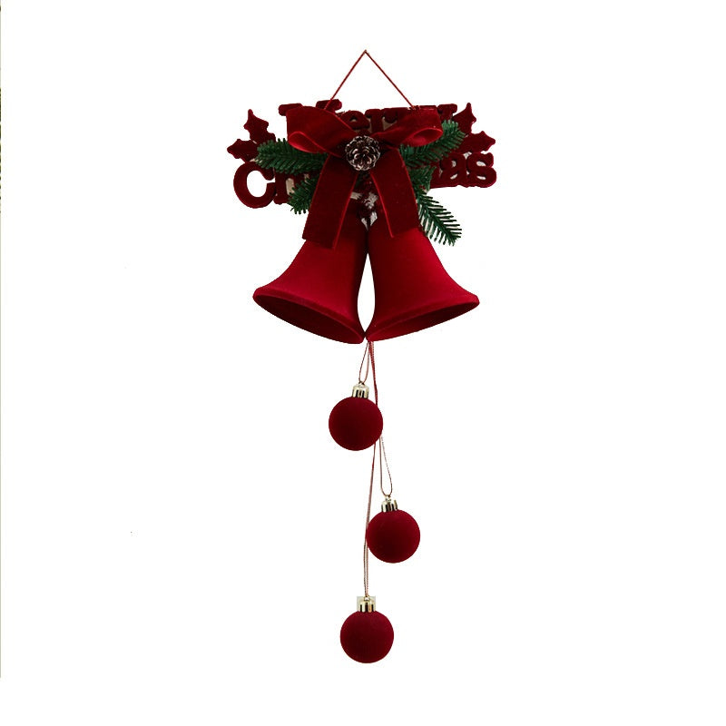 Christmas Decoration Bow with Double Bells Hanging Ornament for Store Display, Festival Event Christmas Tree Decor and Party Decoration Accessories