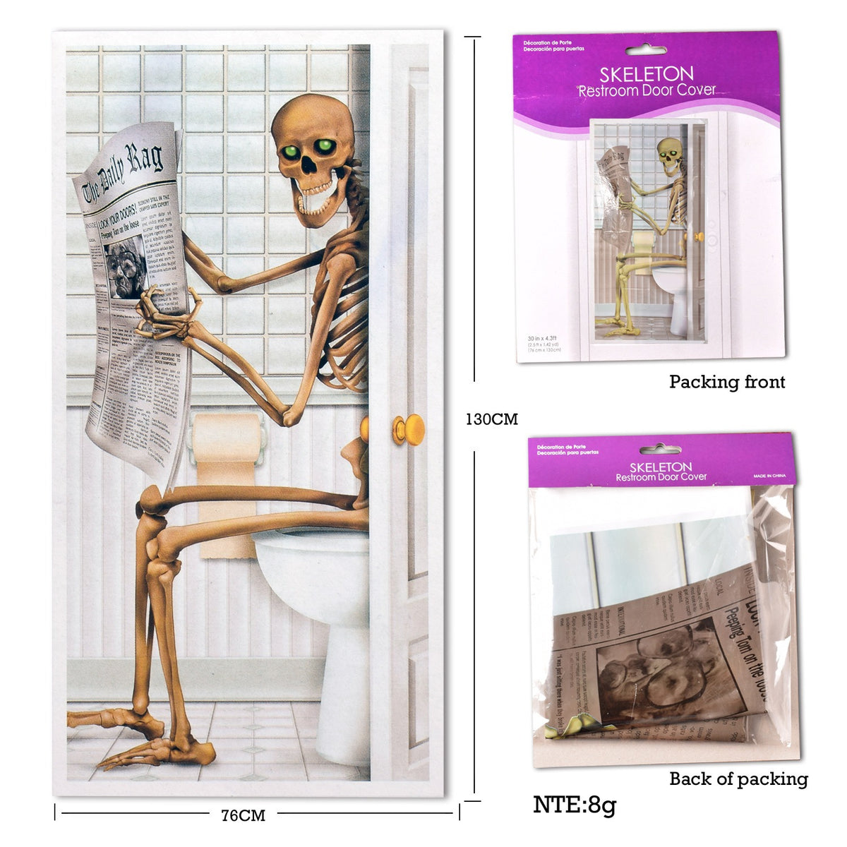 Halloween Decorative Props Skeleton Terror Zombie Glass Door Poster