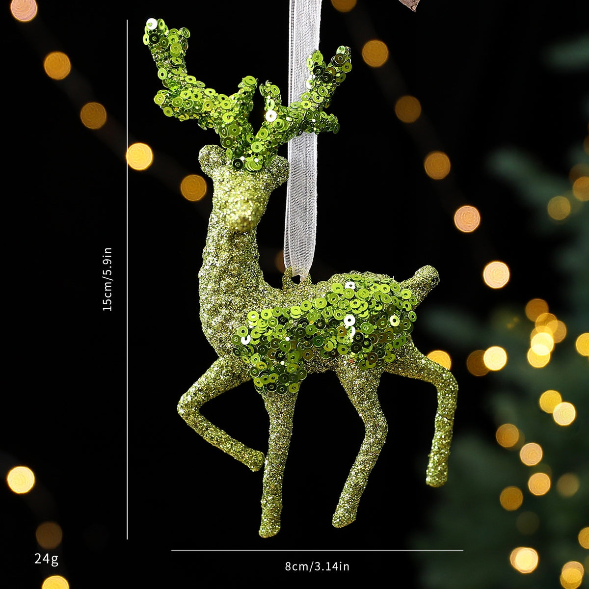 SantaYuan New Green Glitter Powder PC Ornament Christmas Decoration Snowflake Pendant Christmas Tree Scene Decoration