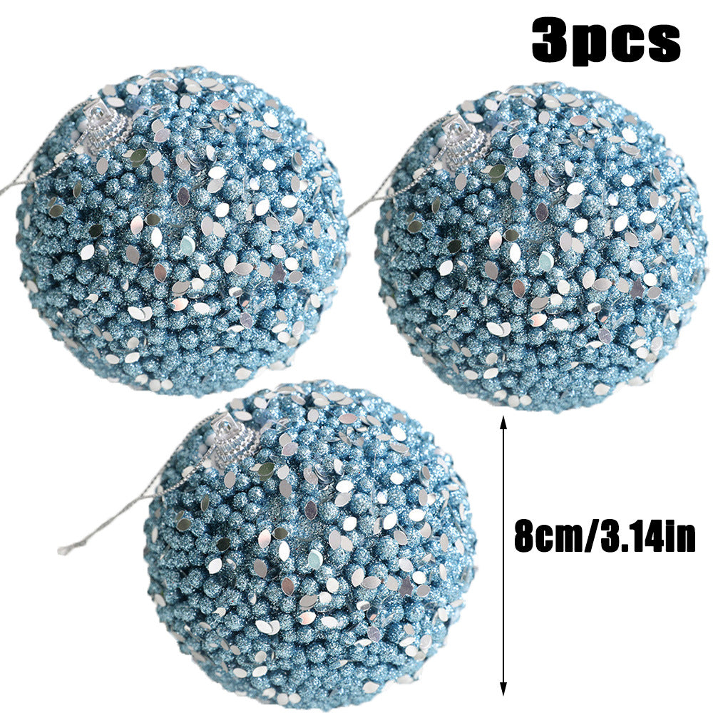 Star blue foam ball Christmas ball decoration package Christmas tree pendant 8cm festival decoration accessories