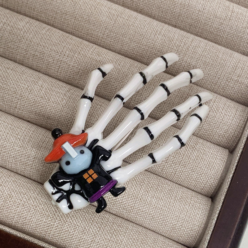 Glow-in-the-Dark Transparent Halloween Hand Bone Hair Clip Creative Funny Hair Accessory Hairpin Costume Prop Decoration