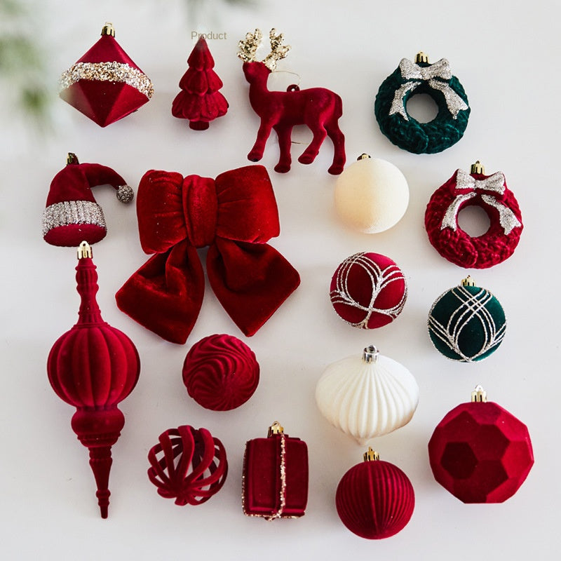 New Christmas Decoration Flocked Ball Wine Red Creative Cone Shaped Ornament Christmas Tree Decoration Festival Atmosphere Hanging Decor