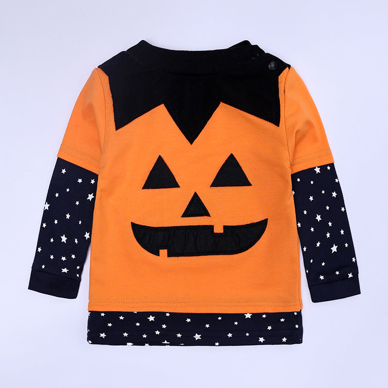 Baby Halloween Pumpkin Costume New Autumn Long Sleeve Kids Star Wizard Hat Halloween Set
